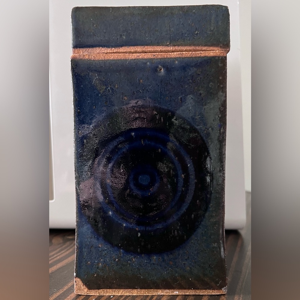 Tyrone Larson Pottery Slab Built Stoneware Square Jar Asheville NC Signed